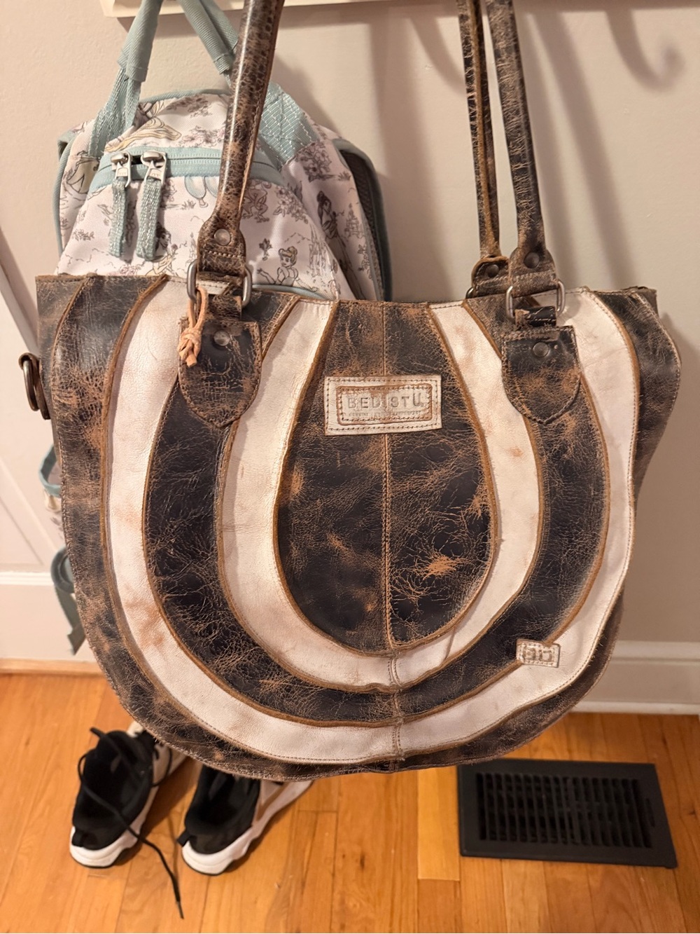 Bed Stu Brown and Cream Leather Shoulder Bag